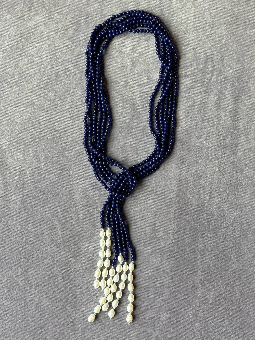 NWOT Polo Ralph Lauren Lapis Lazuli and Pearl Wrapt Necklace